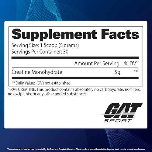 Miniatura 2 de GAT SPORT Polvo de Creatina Monohidrato, 150 Gramos, Fuerza, Salud Cerebral, Apoyo GLP1 Antioxidante, Resistencia, para Hombres y Mujeres,