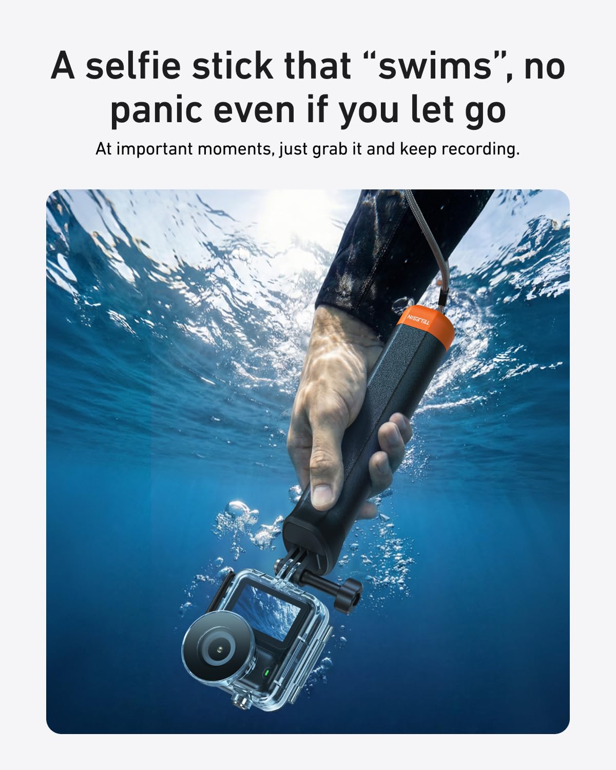 TELESIN Custodia Impermeabile Con Bastone Galleggiante Per DJI Osmo Nano, Custodia Subacquea Da 60 M, Accessori Per Immersioni Profonde E Snorkeling Con Fogli Anti-Appannamento