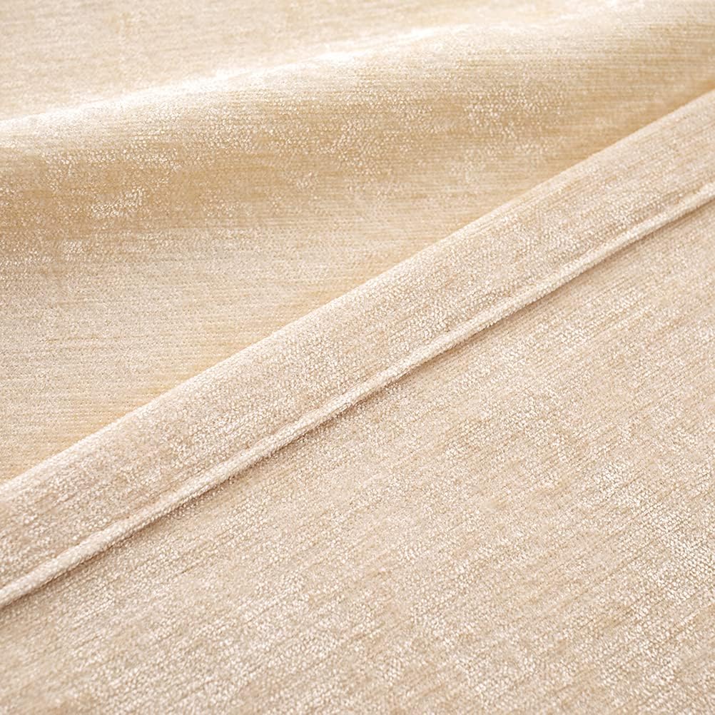 ELKCA Beige Double-Sided Chenille Curtains for Living Room Modern Window Treatment for Bedroom Curtain,Grommet Top,2 Panels (Beige, 52" W x 84" L)