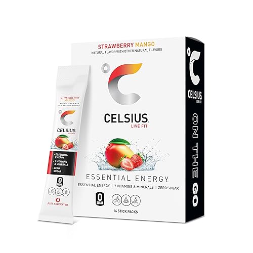 CELSIUS On The Go Strawberry Mango, Sugar Free Energy Drink Mix (14 Sticks per Pack) - Strawberry Mango - 2.5 Ounce (Pack of 1)