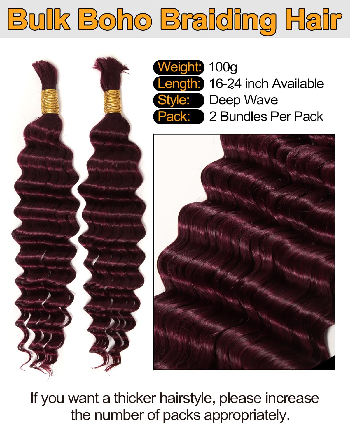 Snapklik.com : #99J Burgundy Boho Human Hair, Deep Wave Full End Hair ...