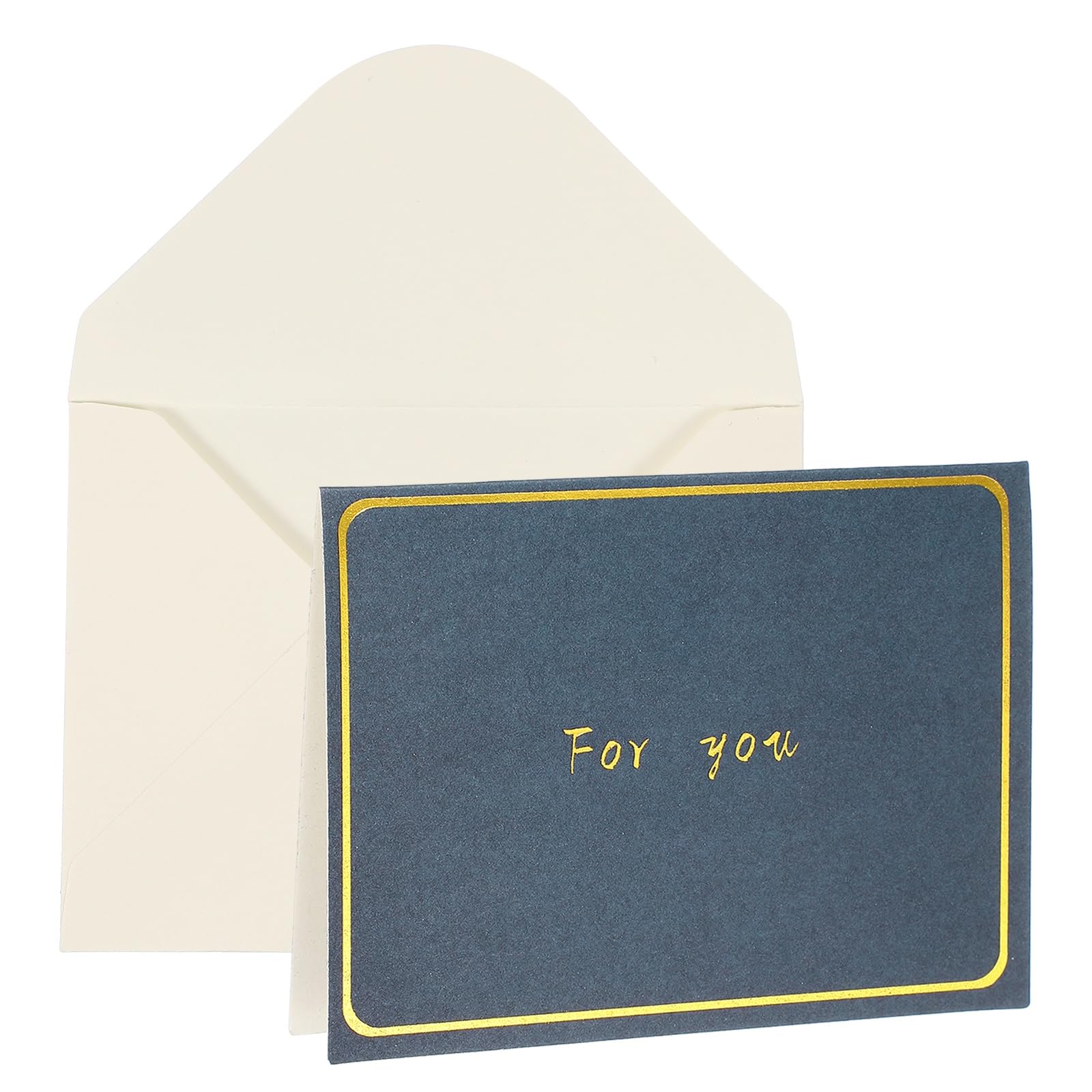 YOKIVE 3x4 For you Cards, 20 Pcs, Navy Blue, Small Greeting Card Blank Cards and Envelopes Minimalist Gold Border for Friends Business Adult Men Woman Gift Party Wedding