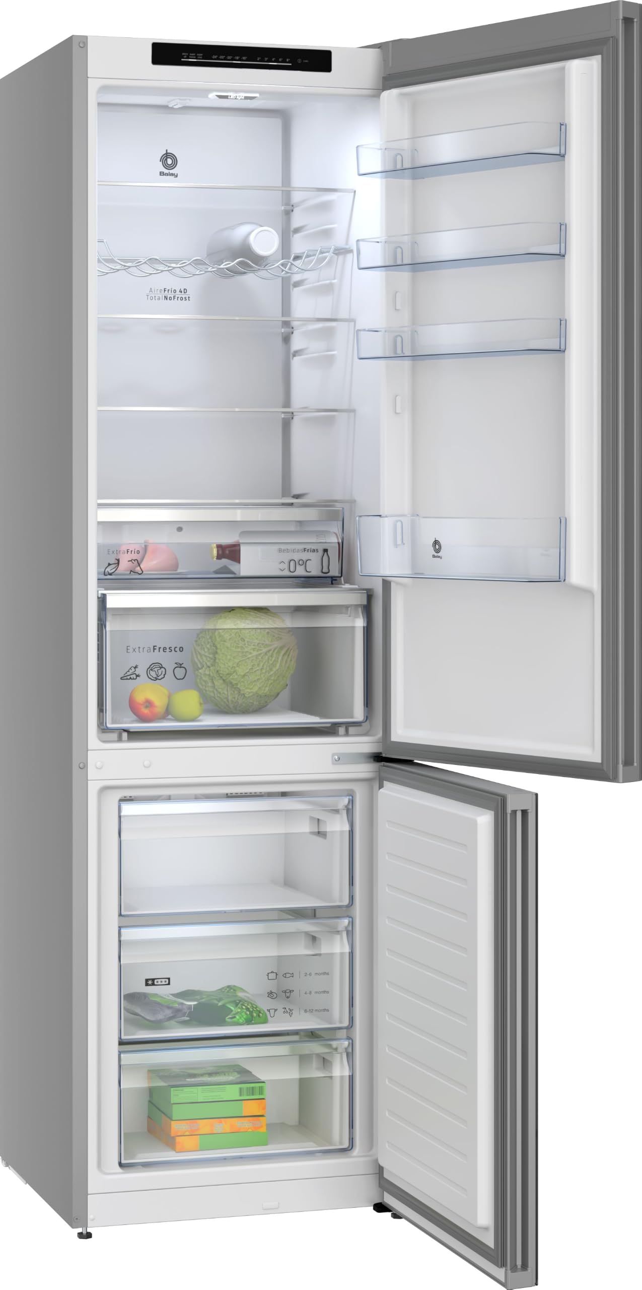 Balay - Frigorífico combinado, Serie Cristal, NoFrost, Cajón ExtraFresh y ExtraCold, Blanco, 3KFD855BI