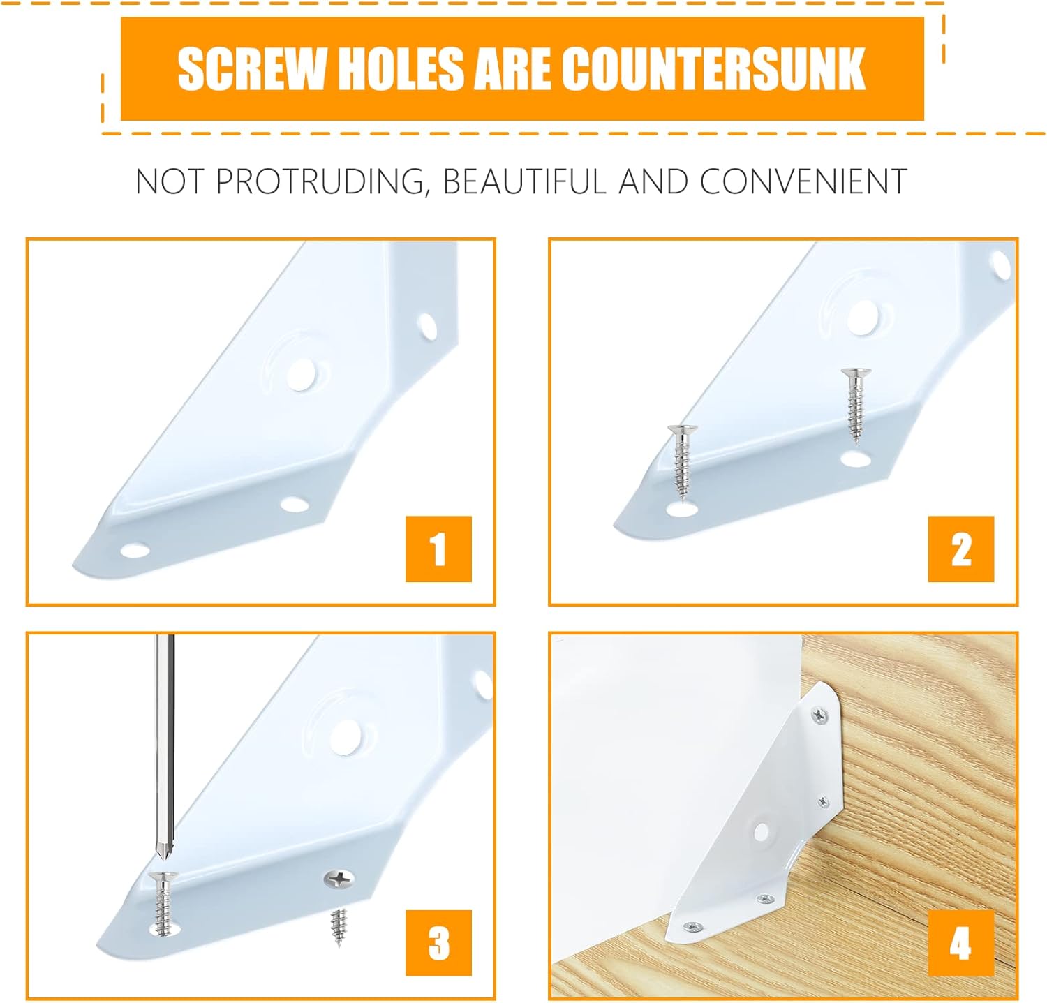 12 Pcs Trapeziform Corner Brace, White Corner Bracket, Metal Corner Support Bed Angle Code for Wood Chair, Box, Desk, Window Furniture（Height:0.79 Inch