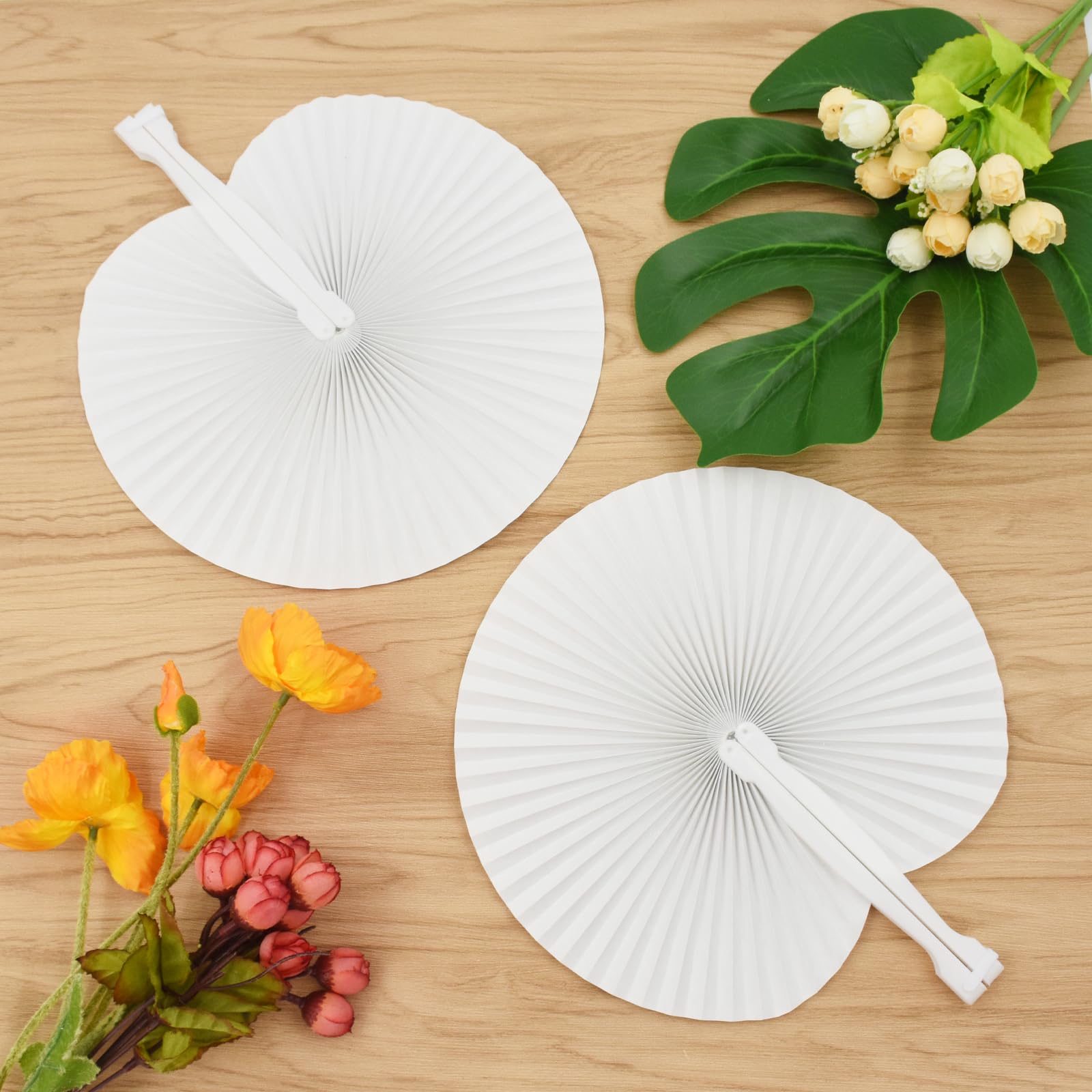 40pcs Runde Handfächer hochzeit, hochzeit fächer, fächer hochzeit gäste, Hochzeit Gefälligkeiten, Papier Fans, Hochzeit Fans für Gäste, Hochzeitsdeko, Hen Party Tasche Füller weiß