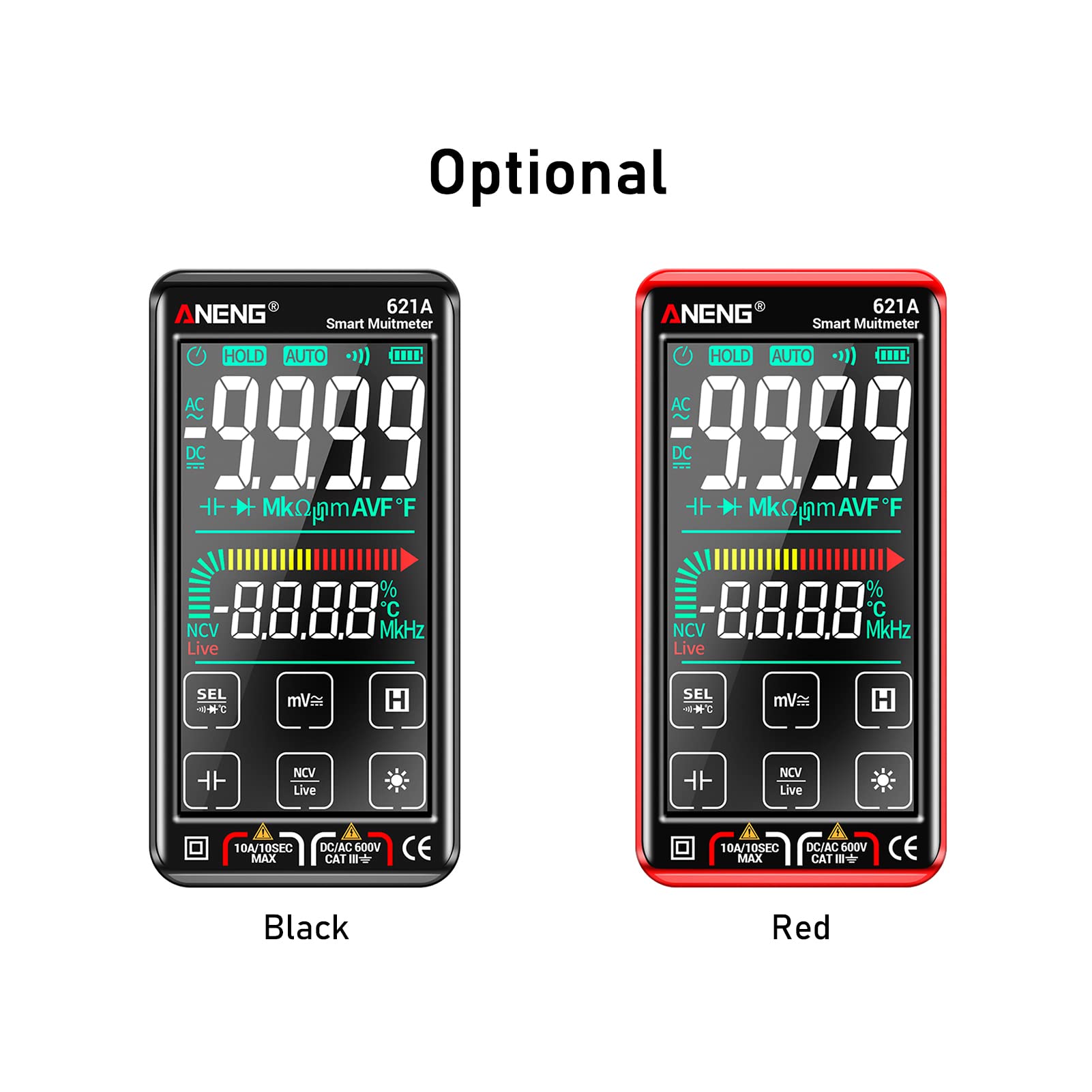HUIOP Multimeter Multímetro Digital Inteligente 621A con Pantalla táctil, 9999 recuentos, Rango automático, Recargable, portátil, NCV, medidor Universal, voltímetro, amperímetro