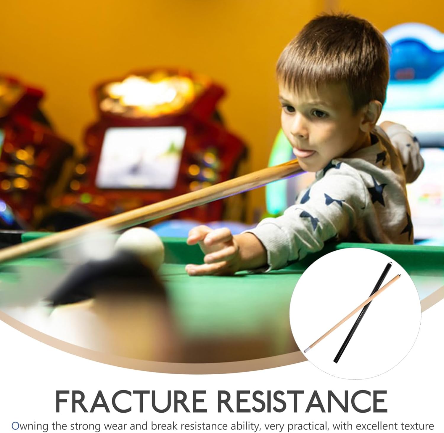 Children's Short Pool Cue Stick White Wood 2-Piece Billiard Cue for Kids Portable Training Accessory for Snooker and Pool Tables