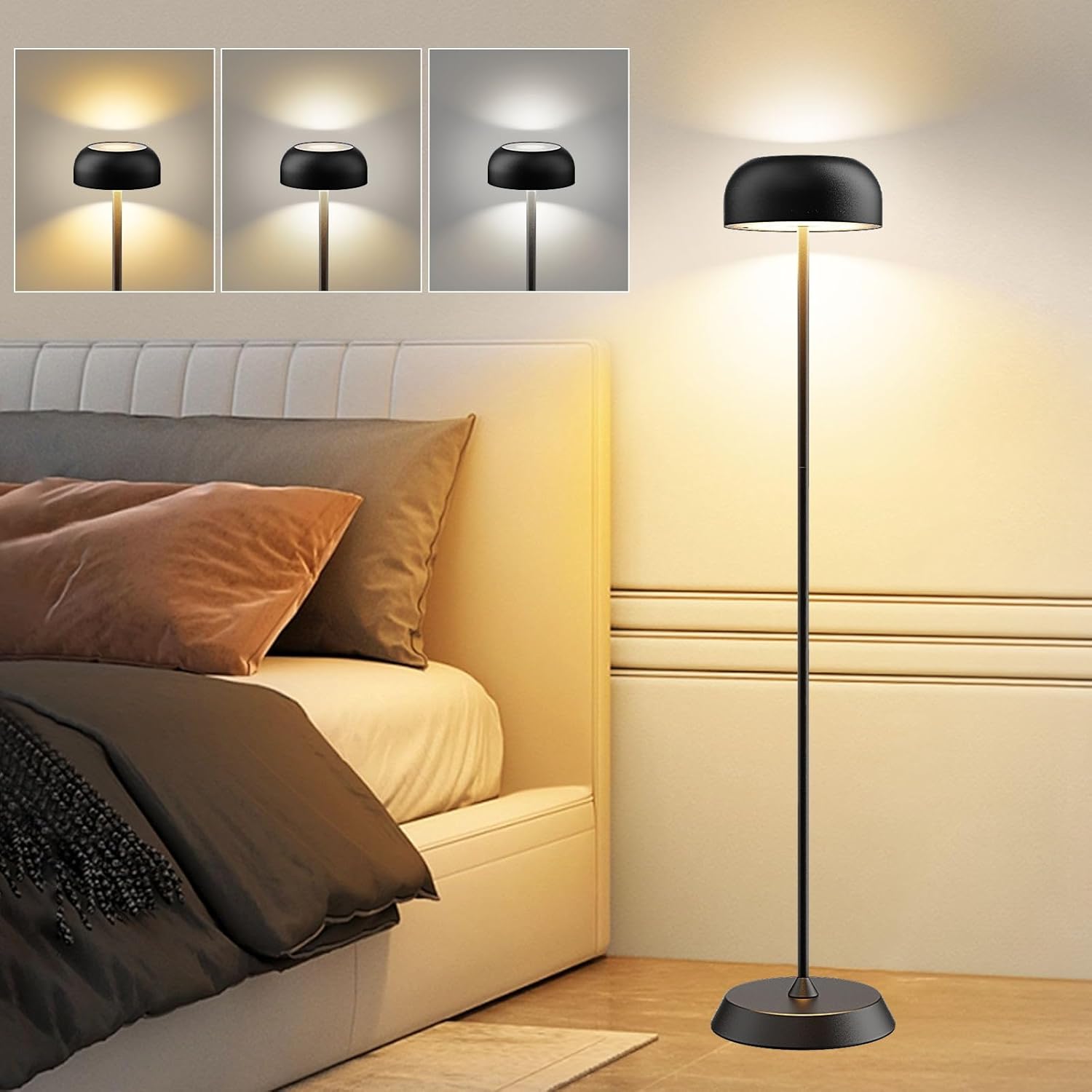 Cordless LED Floor Lamp for Living Room, Adjustable Height Floor Light