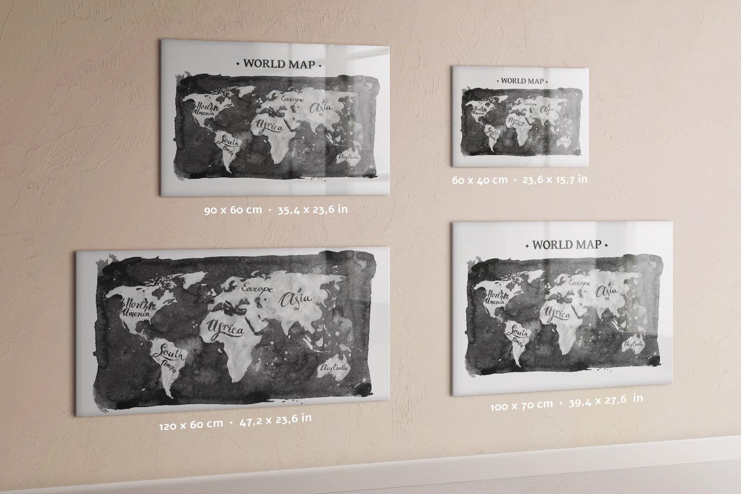 Tableau magnétique horizontal 60x40 cm | Carte du monde rétro