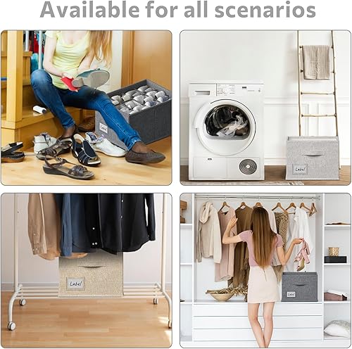 Miniatura 5 de Paquete de 2 organizadores de zapatos para armario, se adapta a hasta 24 pares, contenedores de almacenamiento de zapatos de tela, contenedores de