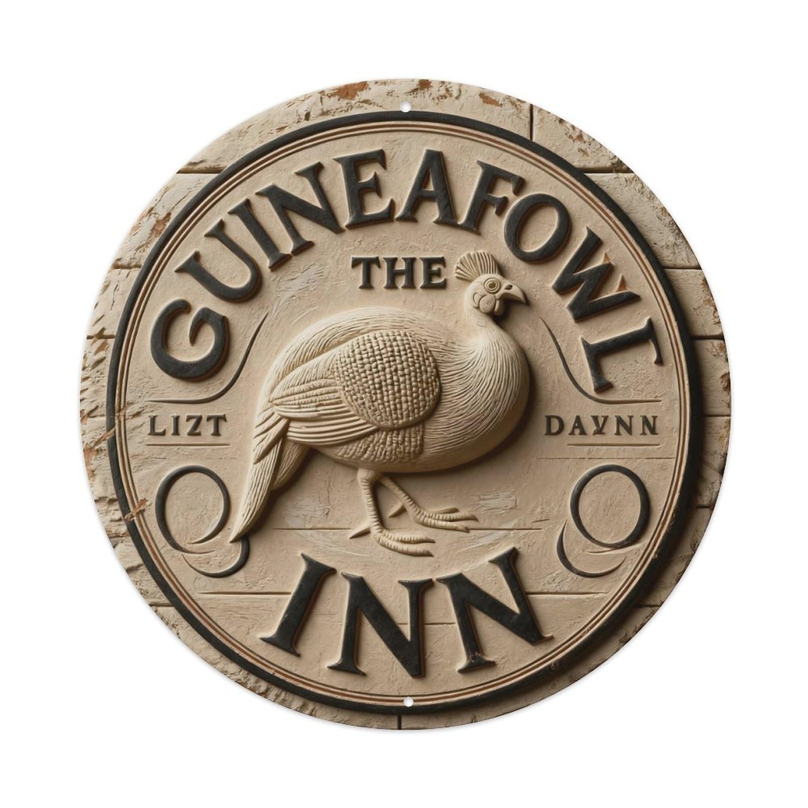 Zlatcbu Vintage The Guineafowl Inn Style Sign Metal Tin Sign Retro Wall Art Poster, Decor For Home Living Room Bar Cafe Garage, 8X8 Inch