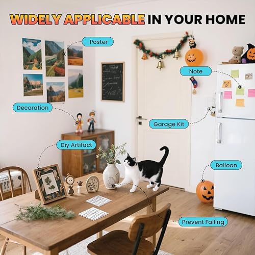 Miniatura 5 de Puntos adhesivos de doble cara, 640 piezas de masilla de montaje extraíble sin rastro, grosor de 0.04 pulgadas, pequeño cuadrado doble transparente