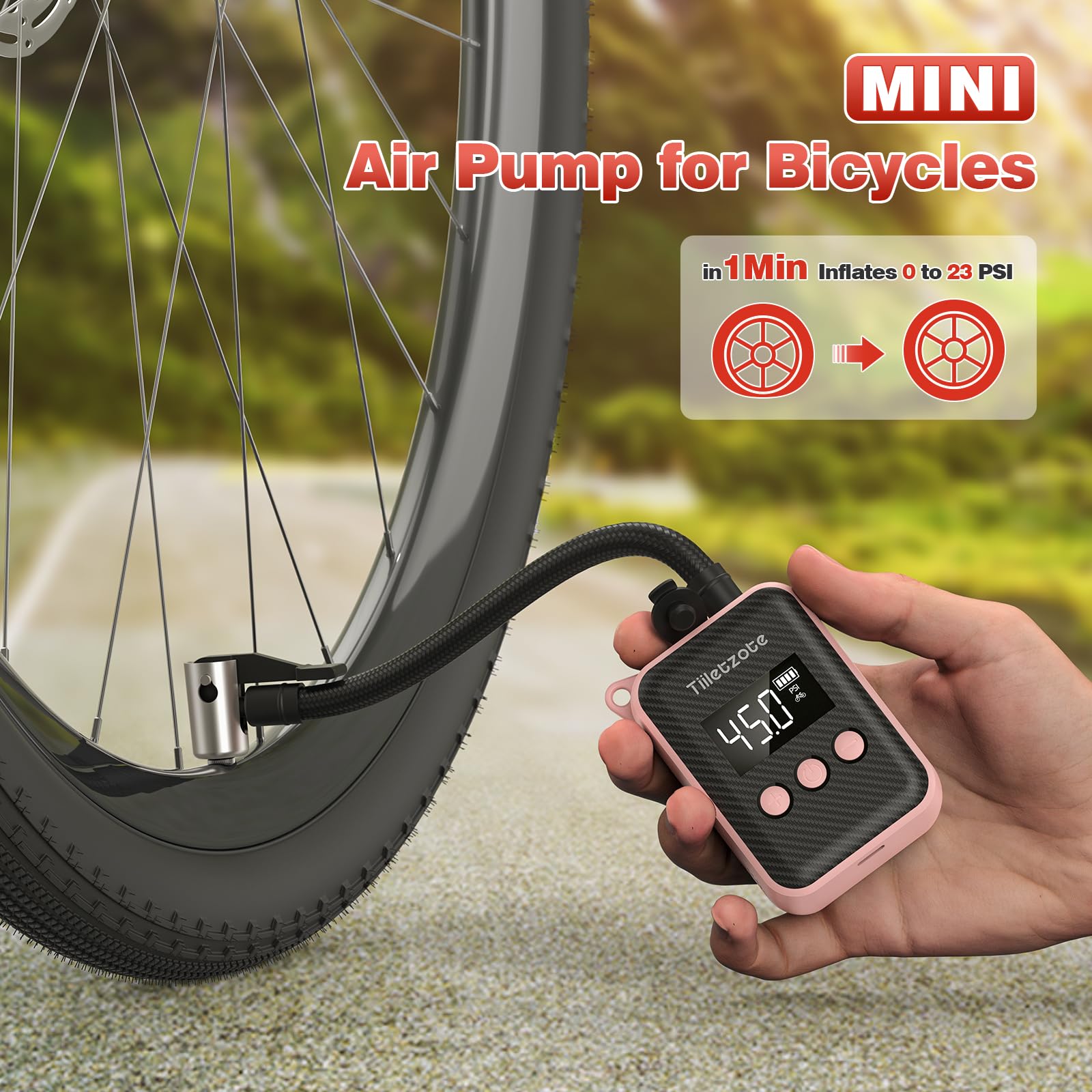 COOSPO Mini Pompe à Vélo électrique AP-B1, Pompe à Vélo Presta Portable