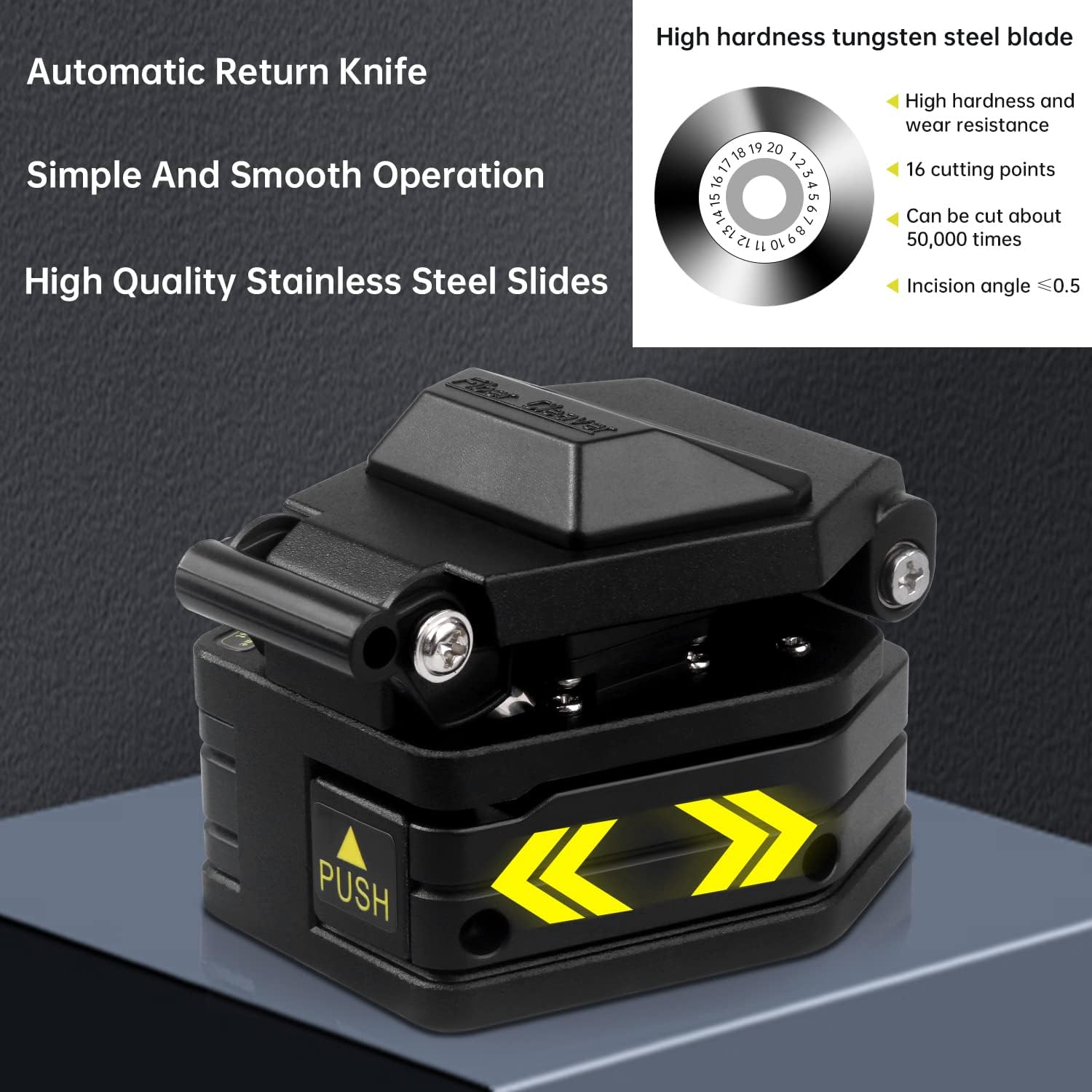 A-6C Fiber Cleaver for 0.25mm, 0.9mm, 3.0mm Fiber Cable with16 Position Blades and 3 in 1 Fixture Automatic Rebound Slider Rail FTTH Tool