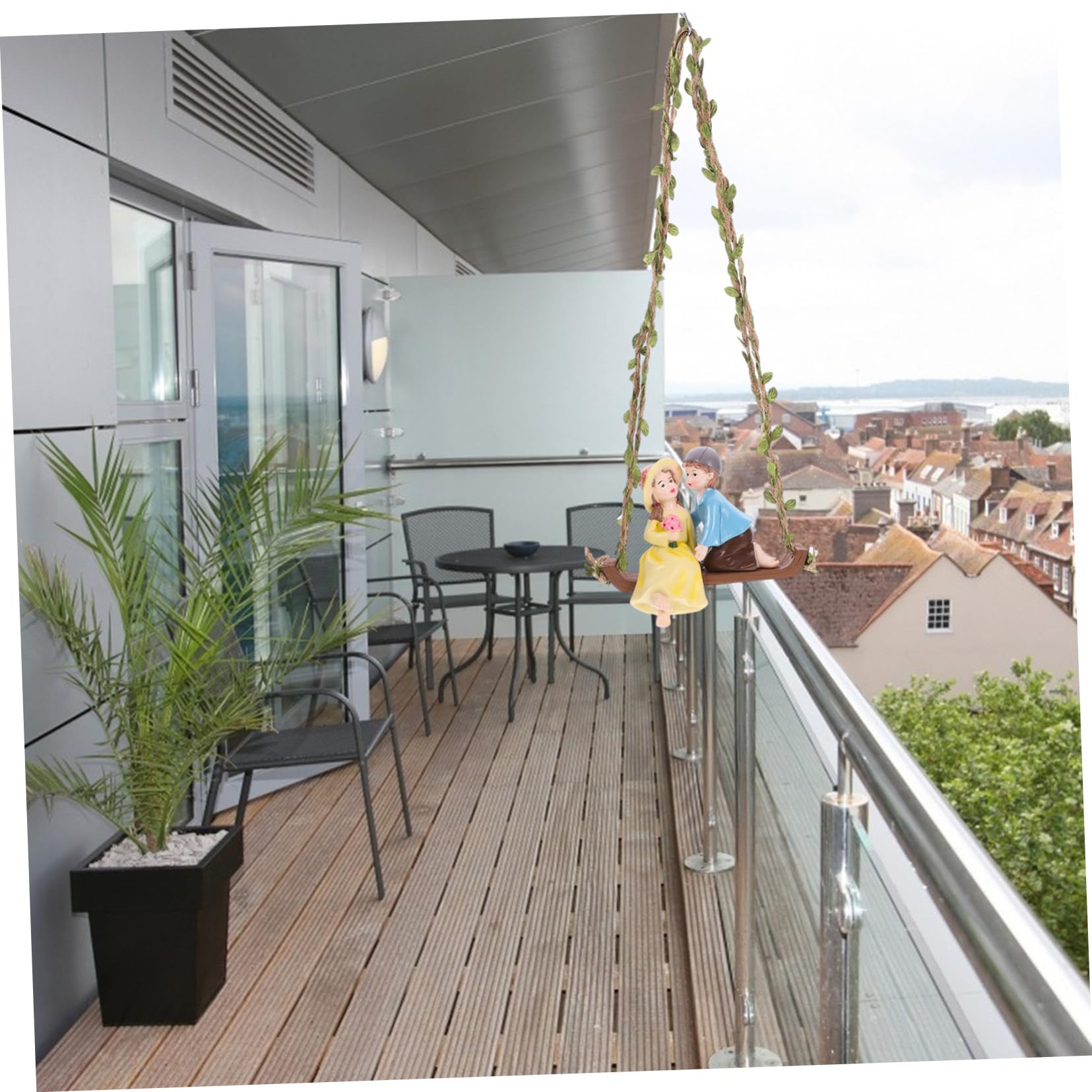 Toddmomy 3 Stück Schaukelnde Liebespaare Gartenfigur Wetterfeste Deko für Terrasse und Garten Resinstatue für Romantische für Gartenliebhaber