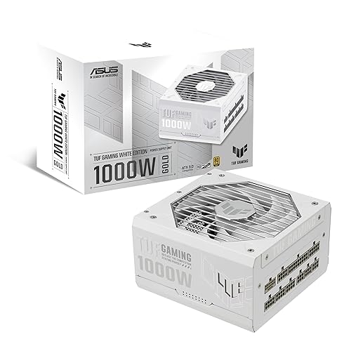 ASUS TUF Gaming 1000W Gold White Edition (1000 Watt, Fully Modular Power Supply, 80+ Gold Certified, Military-Grade Components, Dual Ball Bearing, Axial-tech Fan, PCB Coating, 10 Year Warranty) - TUF Gaming - 1000W|White