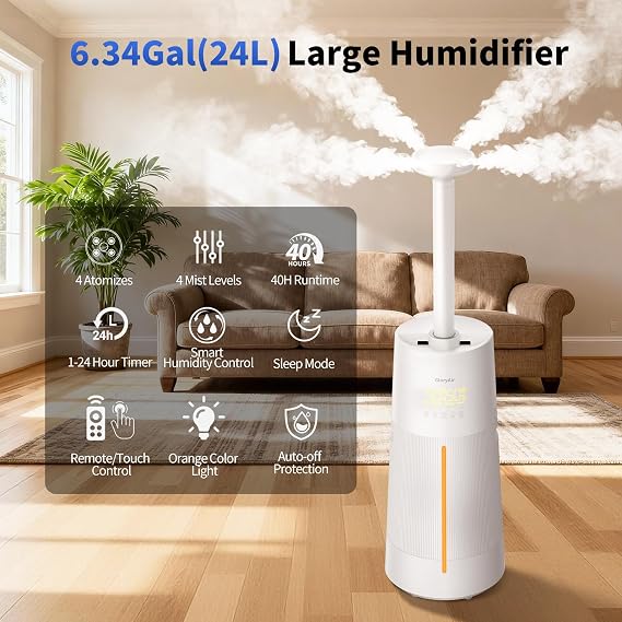 Humidifier for Large Room-6.3Gal Cool Mist, Top Fill,3000ft2,Beige