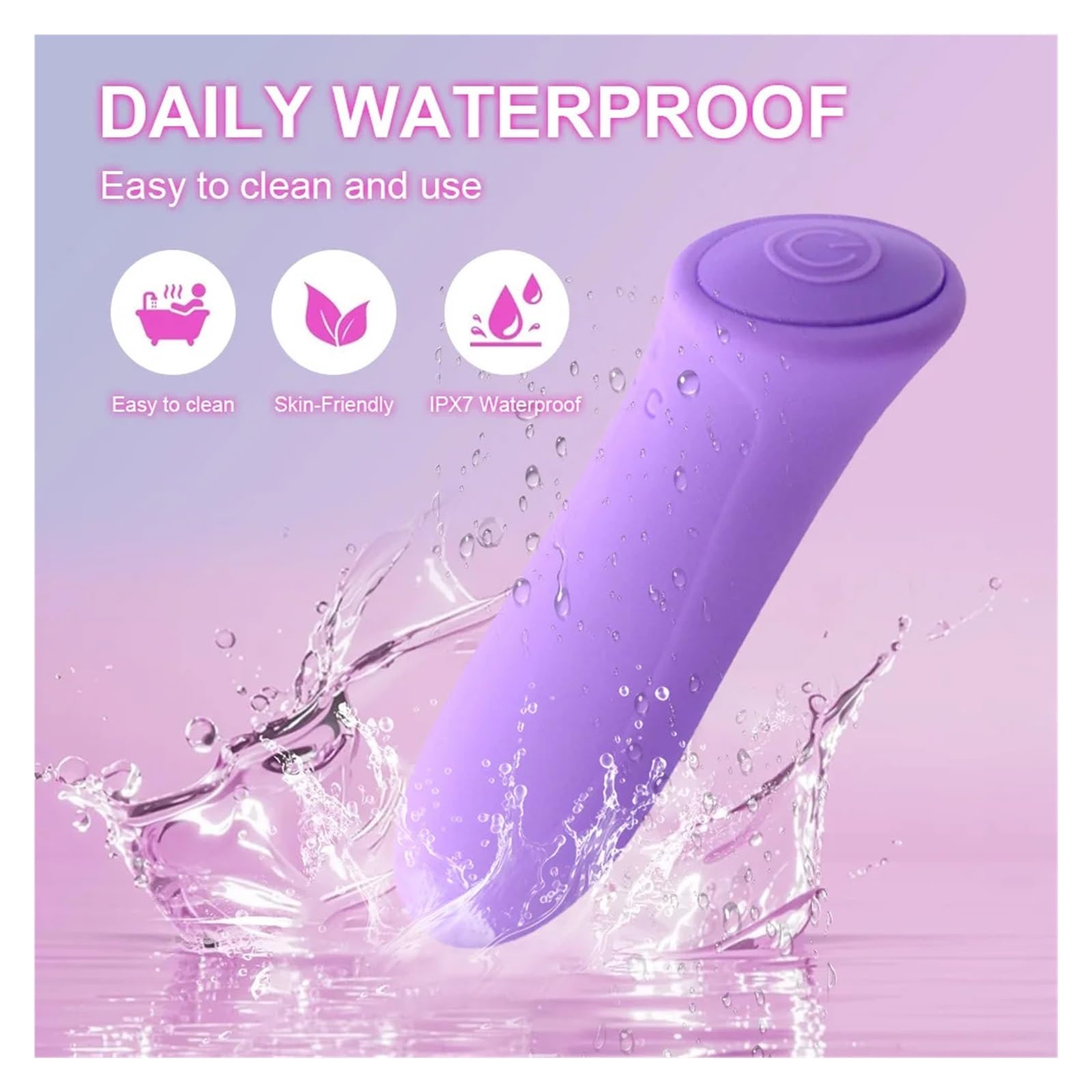 Mini vibratore a proiettile for donna 7 modalità Silicone medico USB ricaricabile impermeabile(E0238-D)