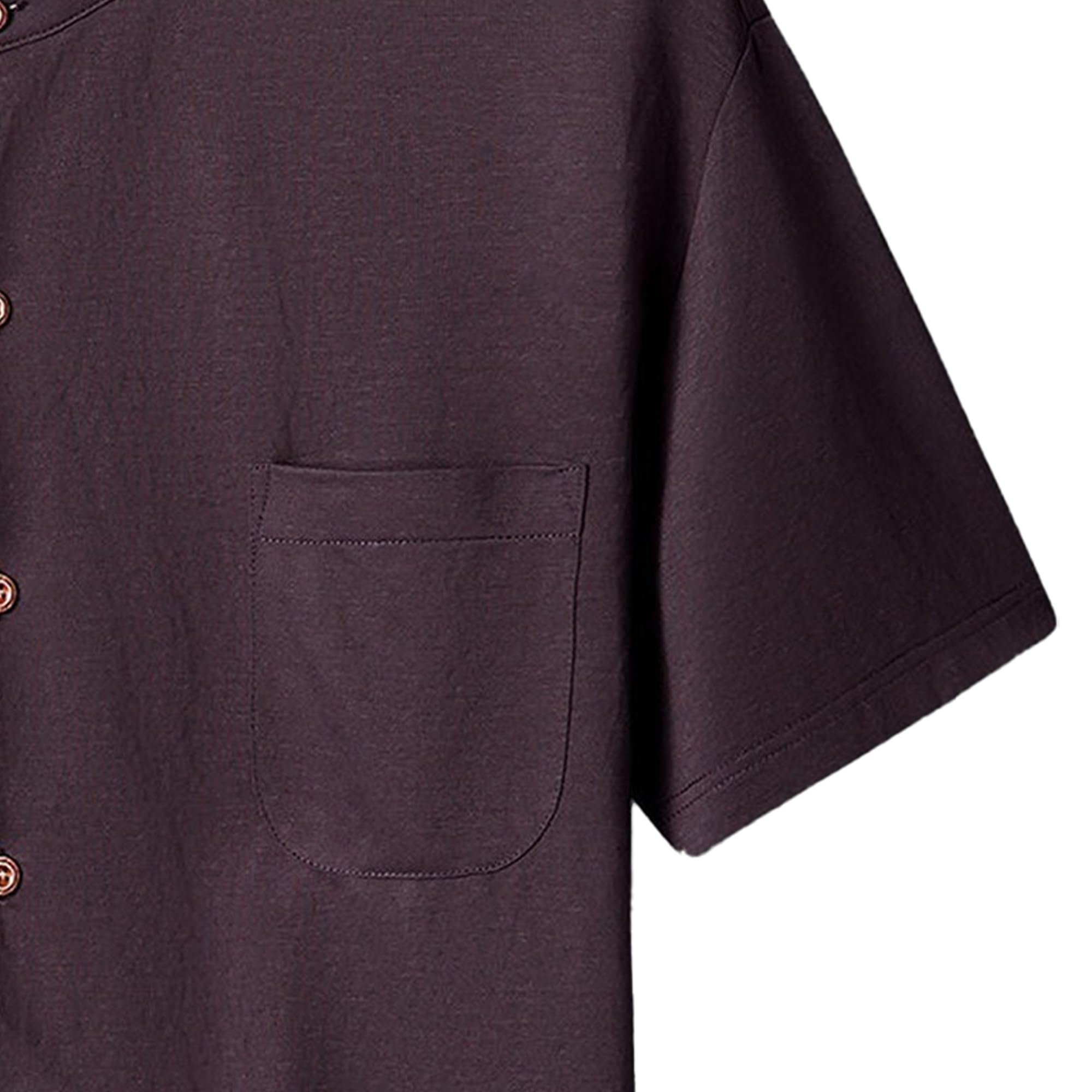 Camisa formal de manga corta con botones para hombre, para uso diario, casual, ajuste regular, texturizada, para verano, cuello alto, camiseta fina