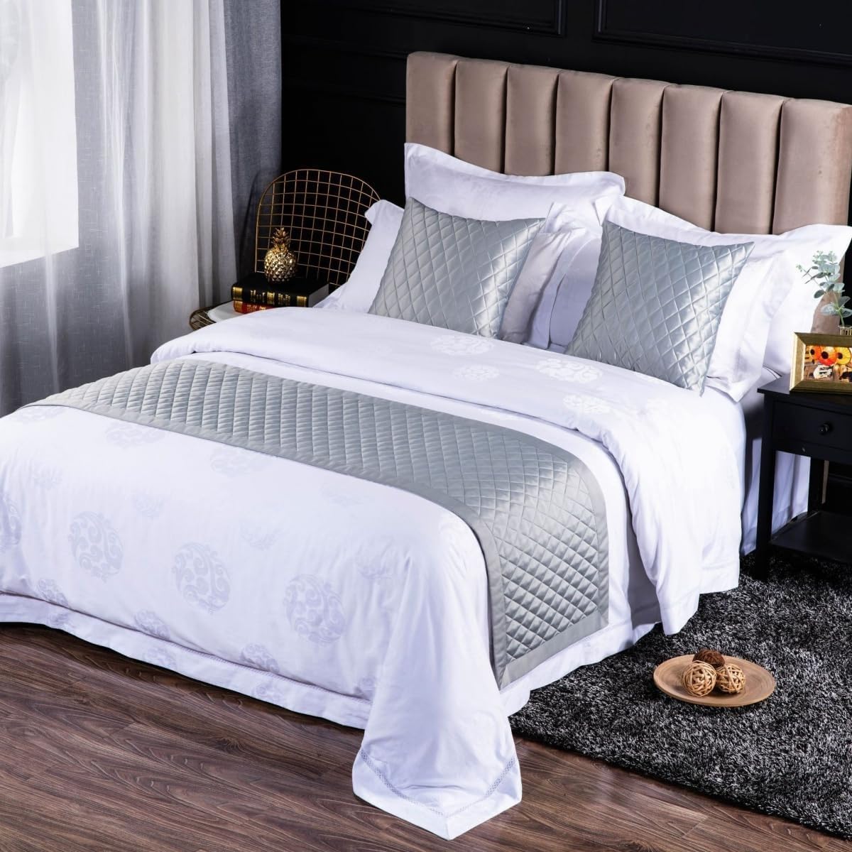 Hushdml 7 Bed Runner Scarf Bedspreads Hotel Bed End Towel Luxury Soft Quilted Bedding Cover Protection For Bedroom Hotel Decoration For Single Double King Size(,50X210cm (For 1.5M Bed))