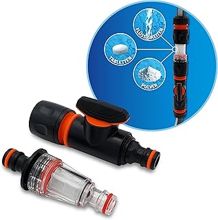 MaJoCompTec® DUOMIX zestaw filtrów do wody, mieszacz do uzdatniania wody, dodatek tabletek proszkowych do konserwowania wody pitnej, do przyczep kempingowych, łodzi (mieszacz do dodawania wody)