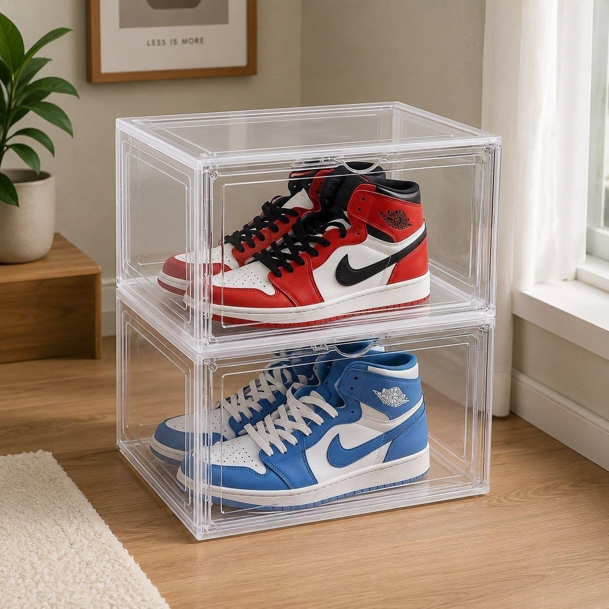 Transparent Sneaker Storage Box Stackable with Magnetic Door | Dust & Moisture Protection, Clear Visibility Design, Space-Saving Stacking, Durable Plastic Build, Front Drop Opening-image-23