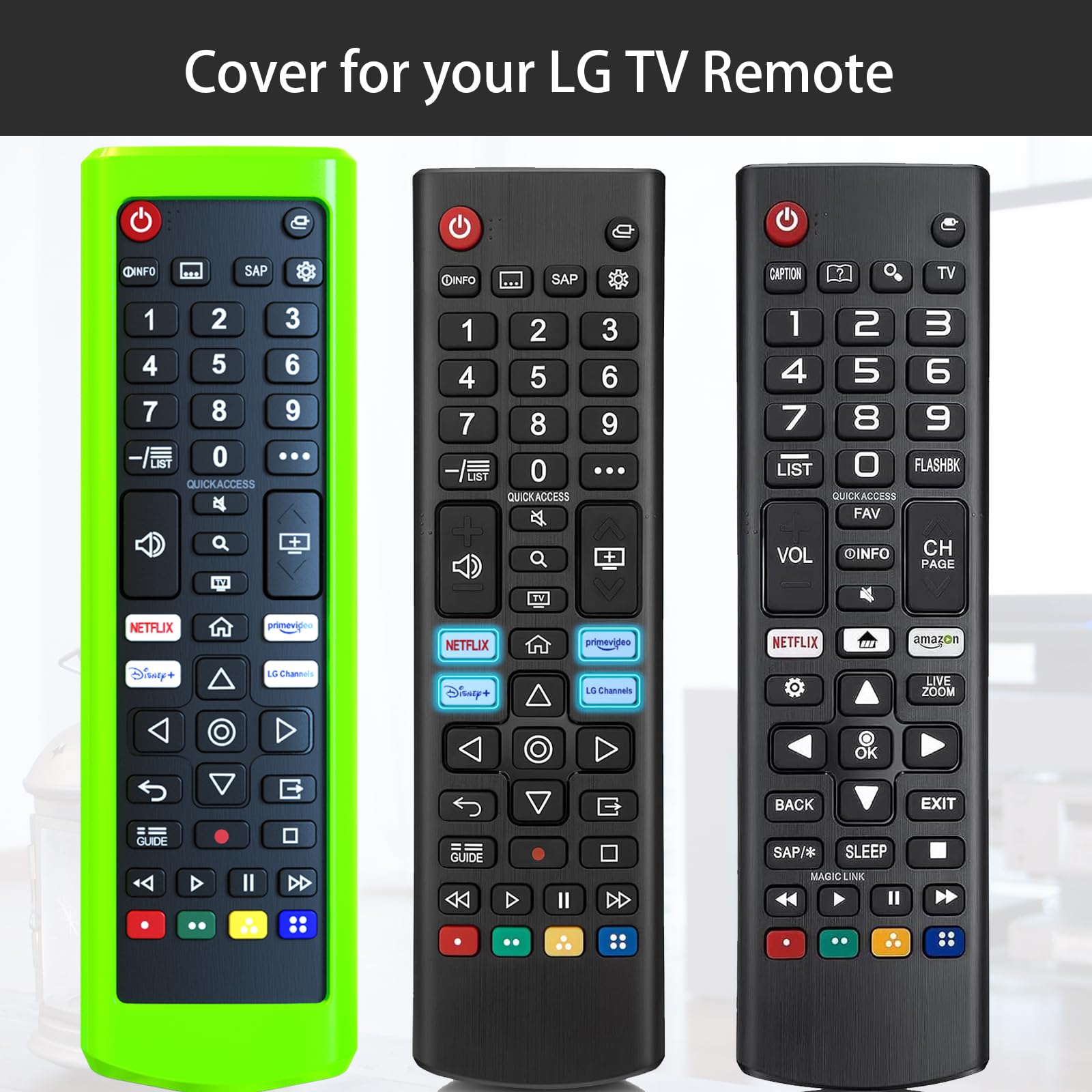 Paquete de 2 fundas para mando a distancia LG TV, funda para mando a distancia LG para Smart TV, funda de repuesto para batería que brilla en la oscuridad, verde y azul