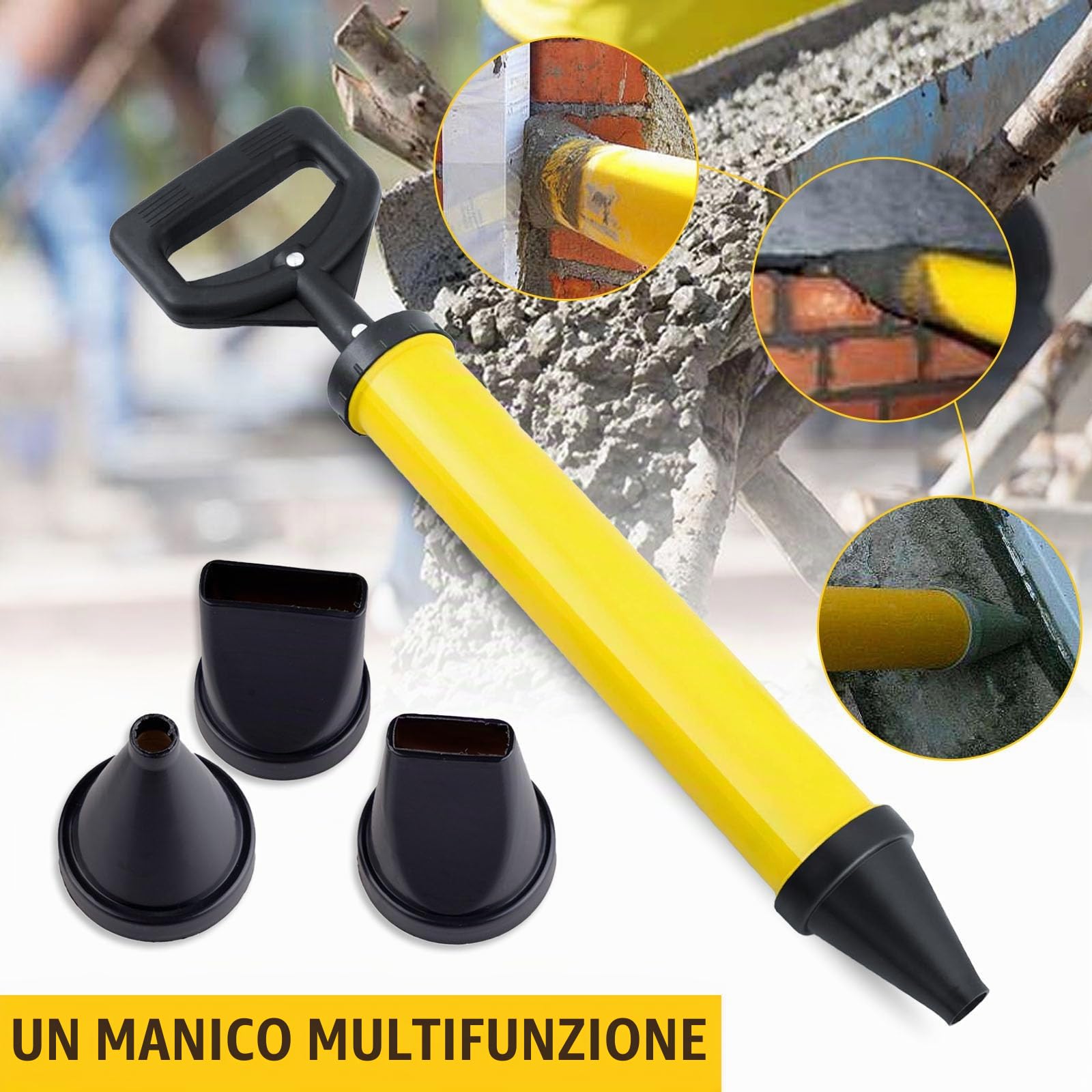 Naapesi Pistola per Cemento, Pistola per Malta, Pistola di Calafataggio, Pompa per Malta manuale, Pistola per Stucco, Siringa per Malta con 4 Ugelli per Puntare Mattoni e Stuccatura di Piastrelle