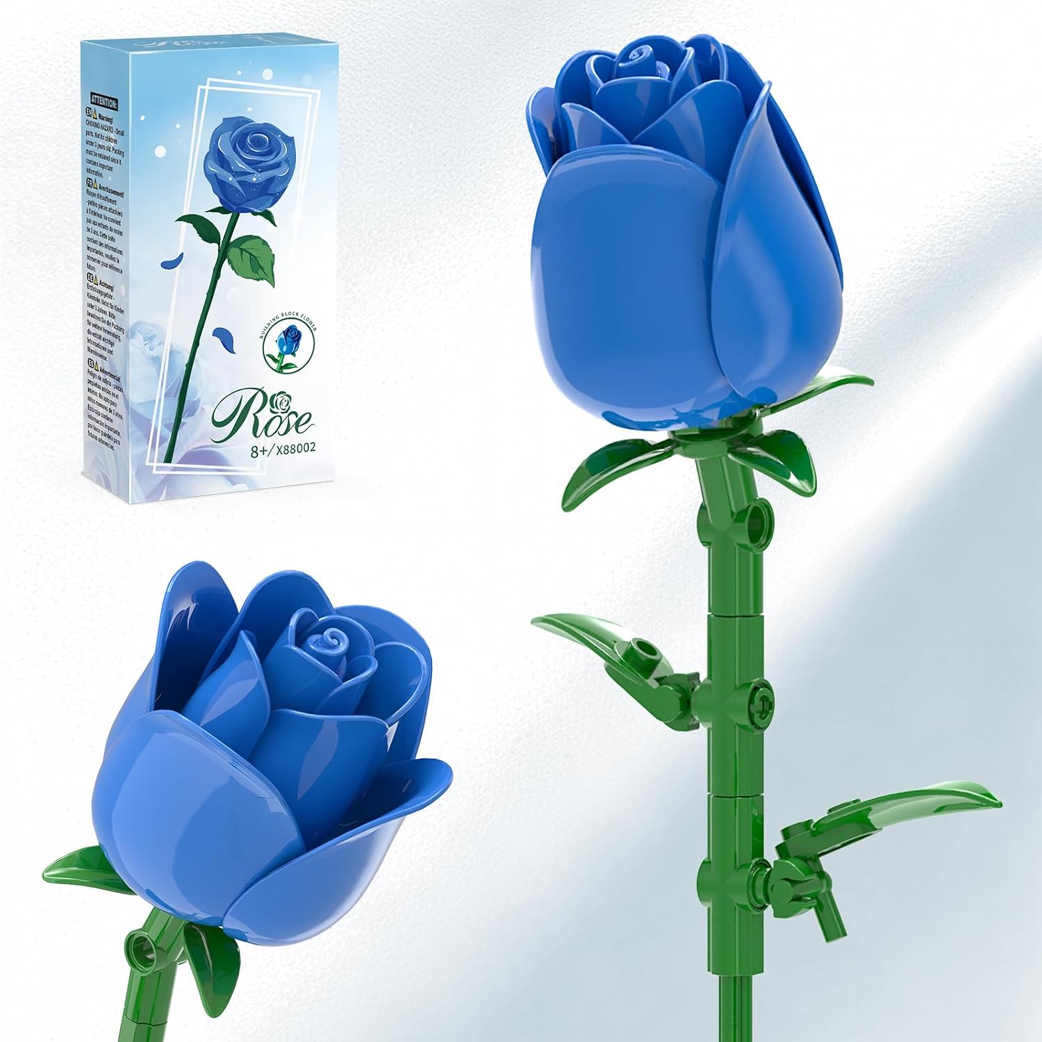 Blue Single Stem Rose Bud Building Set