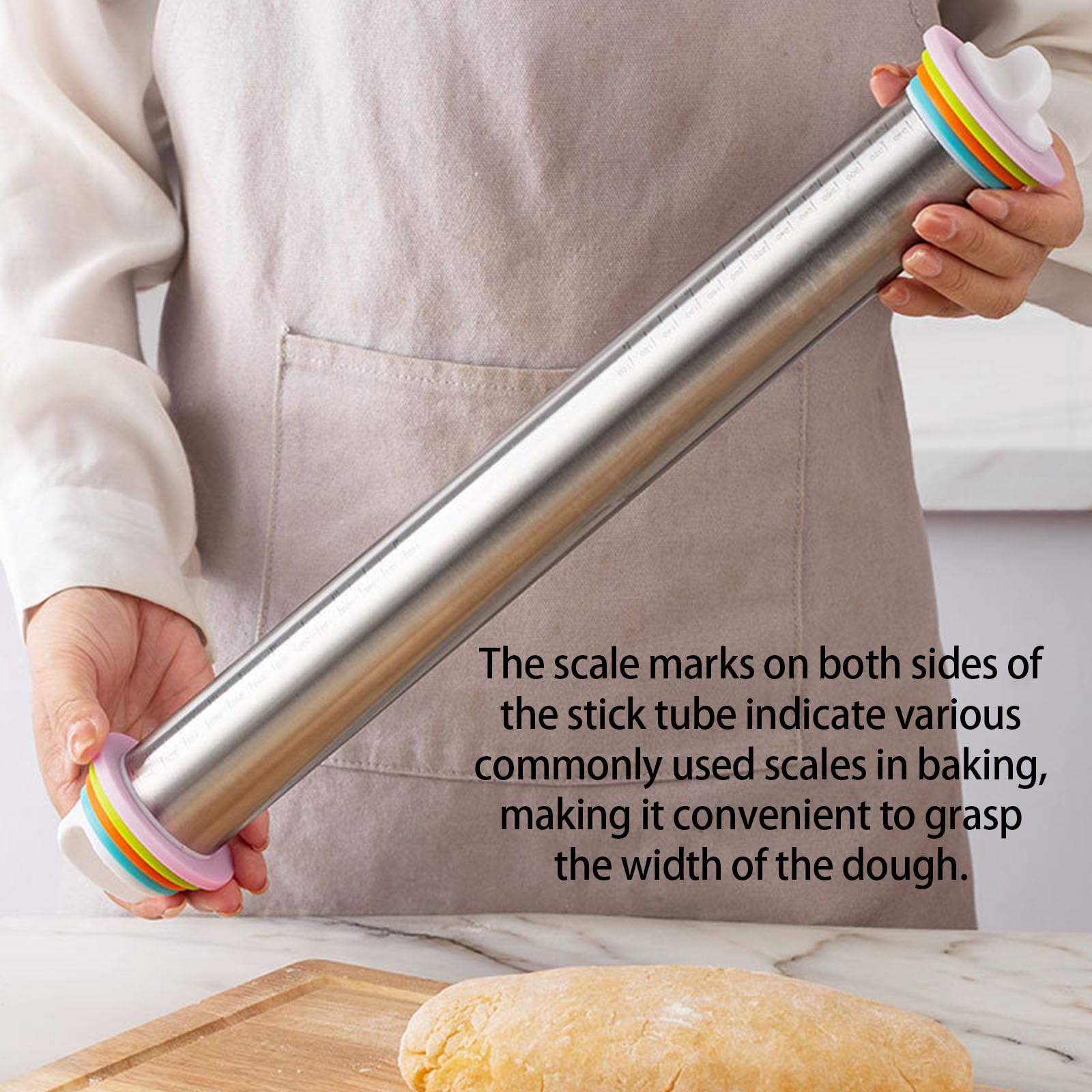Rodillo de acero inoxidable ajustable, control de grosor de masa de precisión, utensilio de cocina para hornear pan, pasteles y pastelería, resistente al óxido, fácil de usar