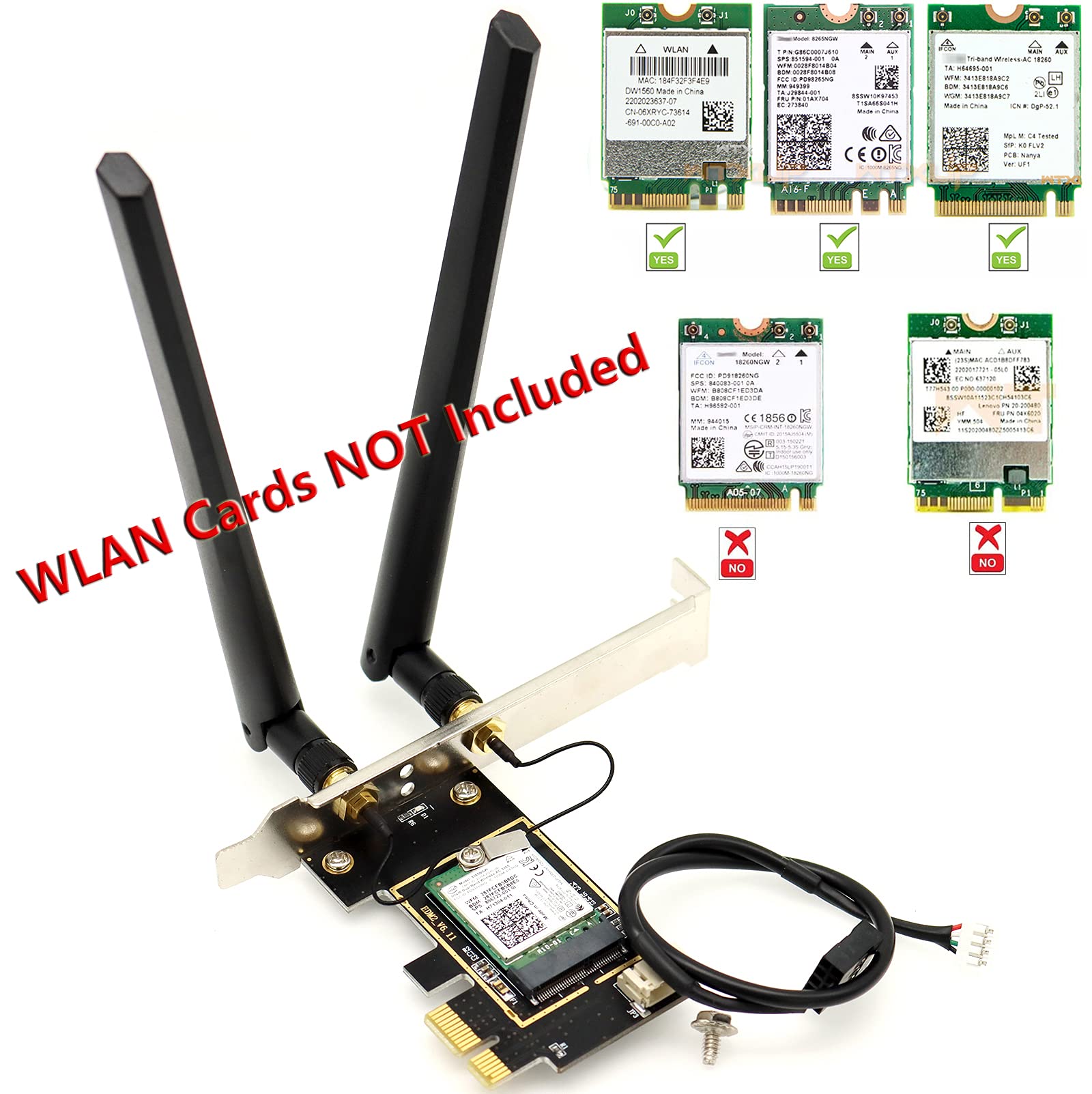 Deal4GO M.2 Wireless Card Adapter - PCIe WiFi Bluetooth -2 Deal4GO M.2 Wireless Card Adapter - PCIe WiFi Bluetooth -2