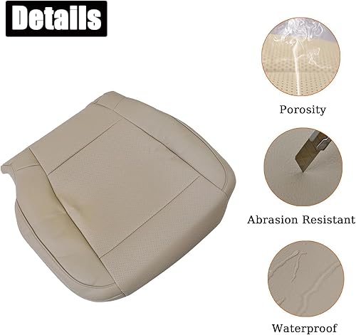 Miniatura 6 de NLQR Funda de asiento de piel de microfibra de repuesto para parte inferior del lado del conductor, color marrón claro, #HG o EG, compatible con