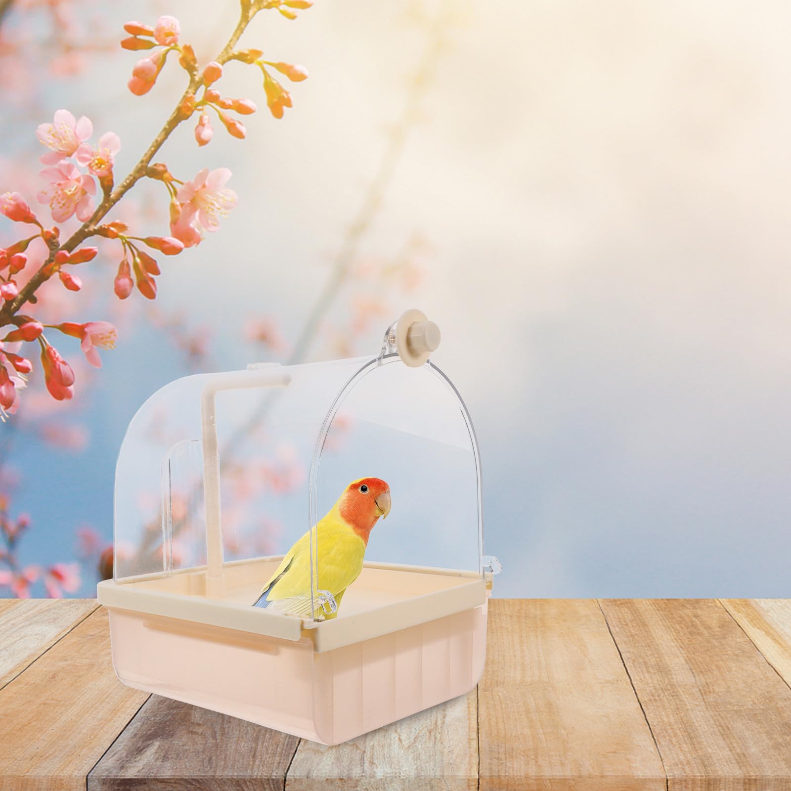 Automatische Vogelbadewanne aus Abs für Käfige Hängendes Vogelzubehör mit 180° Sprühkopf für Komfortables Baden von Papageien und Nymphensittichen