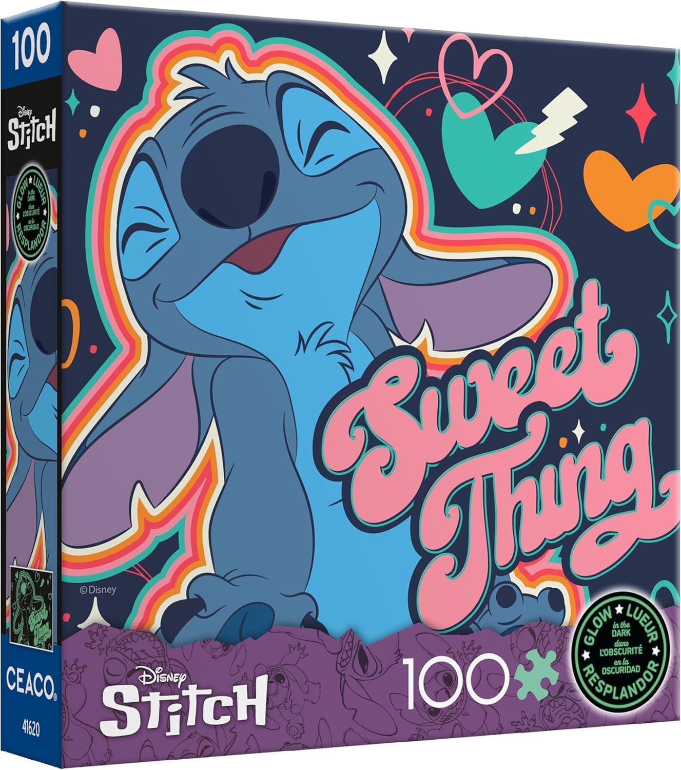 Ceaco - Disney - Stitch - Sweet Thing - Glow in the Dark - 100 Piece Jigsaw Puzzle