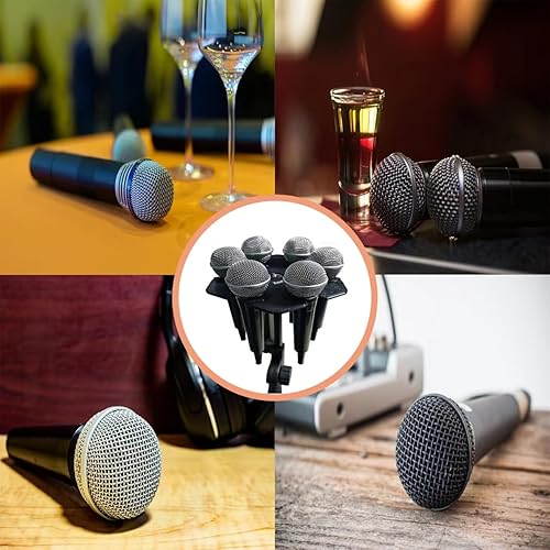 Miniatura 5 de Soporte hexagonal para micrófono múltiple con cable e inalámbrico, compatible con adaptador de soporte de micrófono de 58 pulgadas 38 pulgadas para