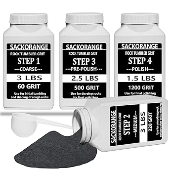 10 LBS Large Weight 4 Step Rock Tumbler Grit Kit, Tumbling Media Refill - Coarse/Medium/Pre-Polished/Final Polish Grit Works with Any Rock Tumbler, Rock Polisher, Stone Polisher