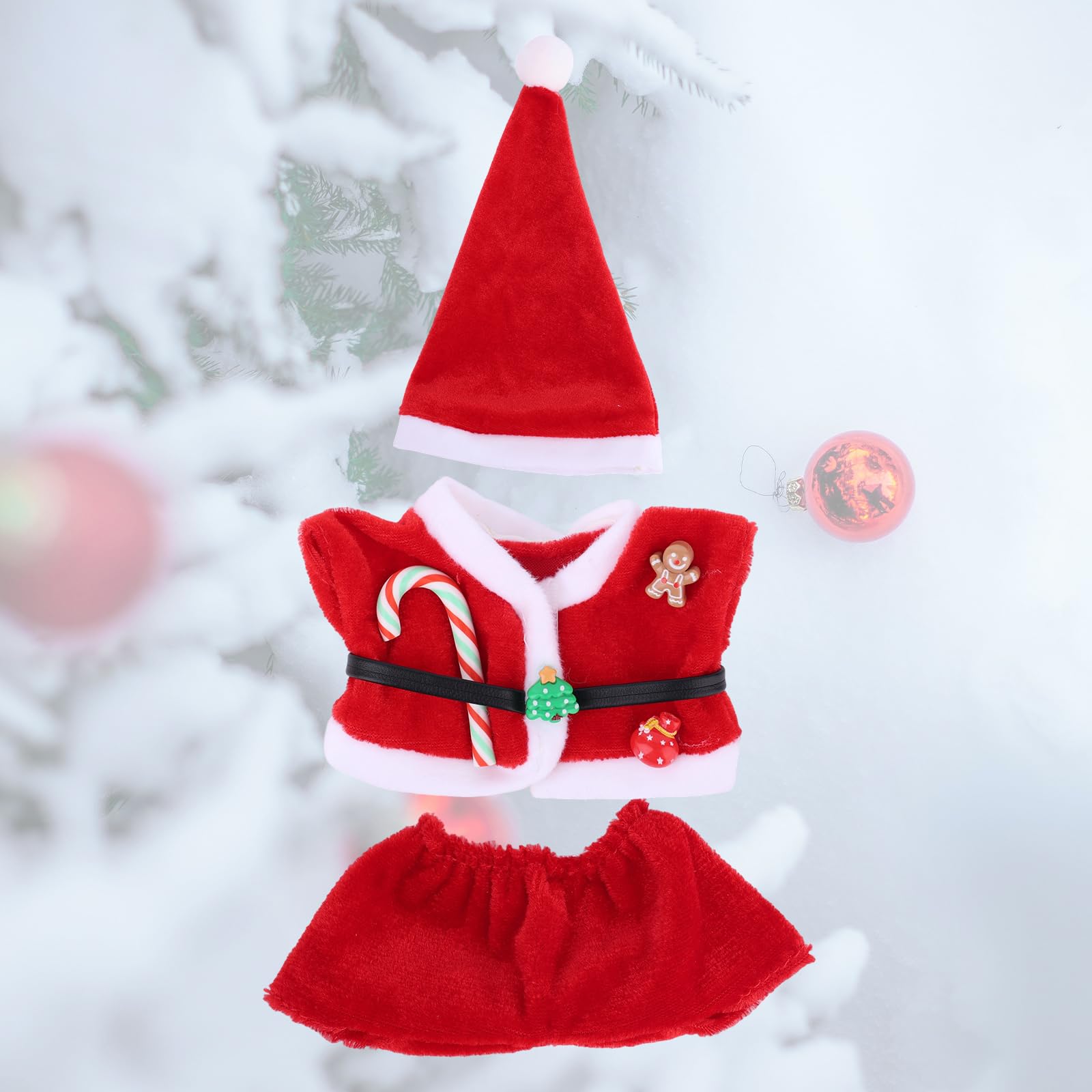 17cm Doll Christmas Clothes, Include Pointed Hat Top Shorts Red and White Kawaii Doll Christmas Outfit(Only Clothes) - Image 2