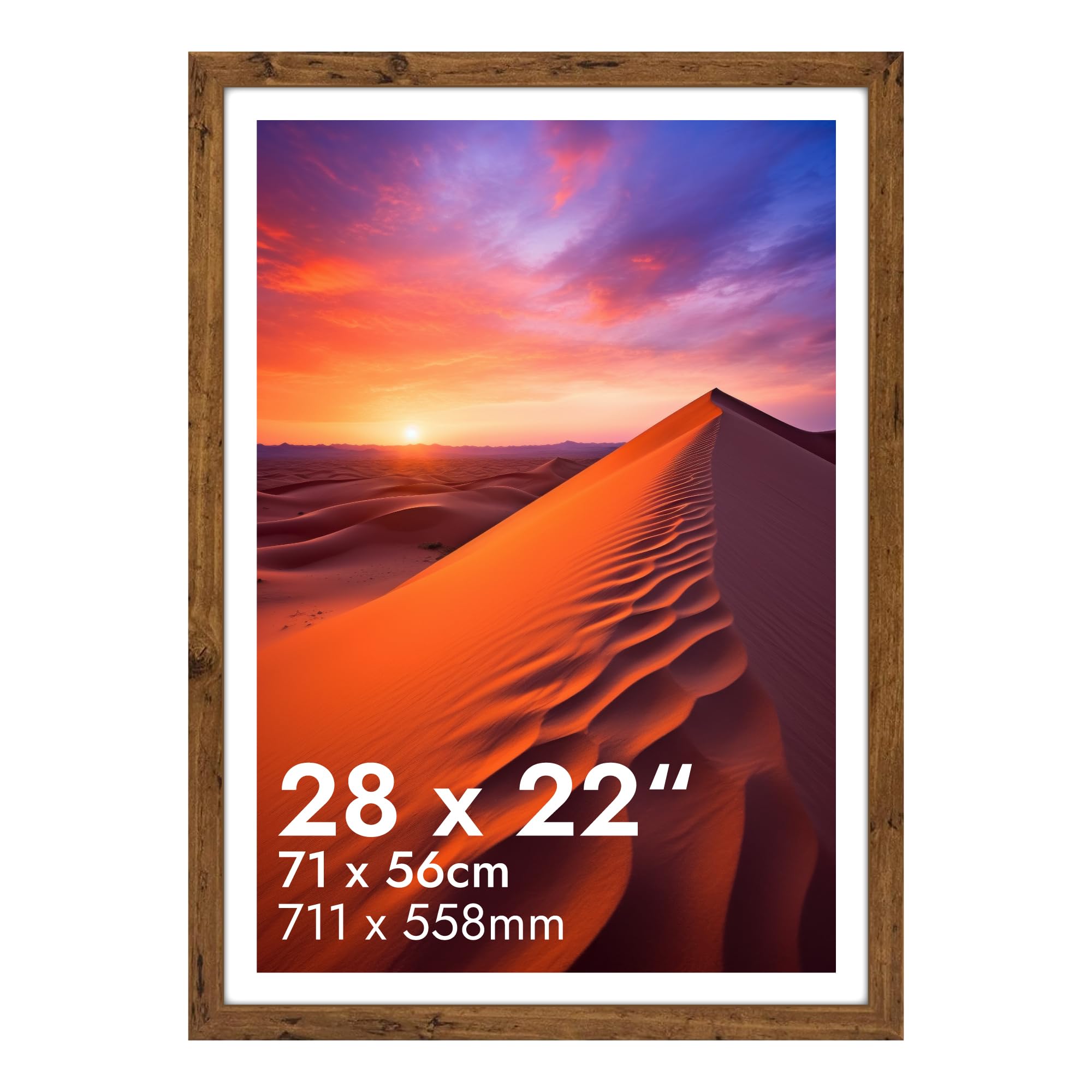 HNK Rustic Photo Frames 28x22 Inches Engineered Wood and Plexiglass, Photo Frame 71x56cm Dual Orientation Landscape or Portrait, Picture Frame 22x28 Wall Hanging Display Photos for Home, Office