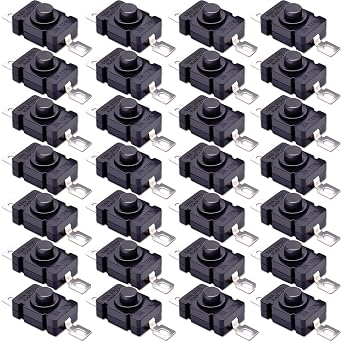 30 Pack Self-Lock Micro Push Button Switch Flat 2 PIN with Hole Mini ON/Off Push Button JIA Teng KAN-28 1.5A 250V for Flashlight SMD 18 X 12mm 1812-28A DIY Hiden Switches Model Car Block Toys