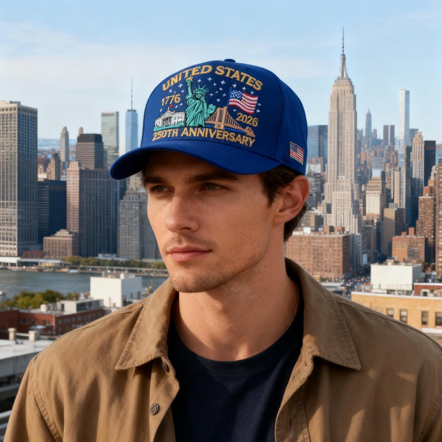 250th Anniversary USA Hat 1776-2026, Adjustable Retro Embroidered Cap for Men Women, for Patriots & Veterans