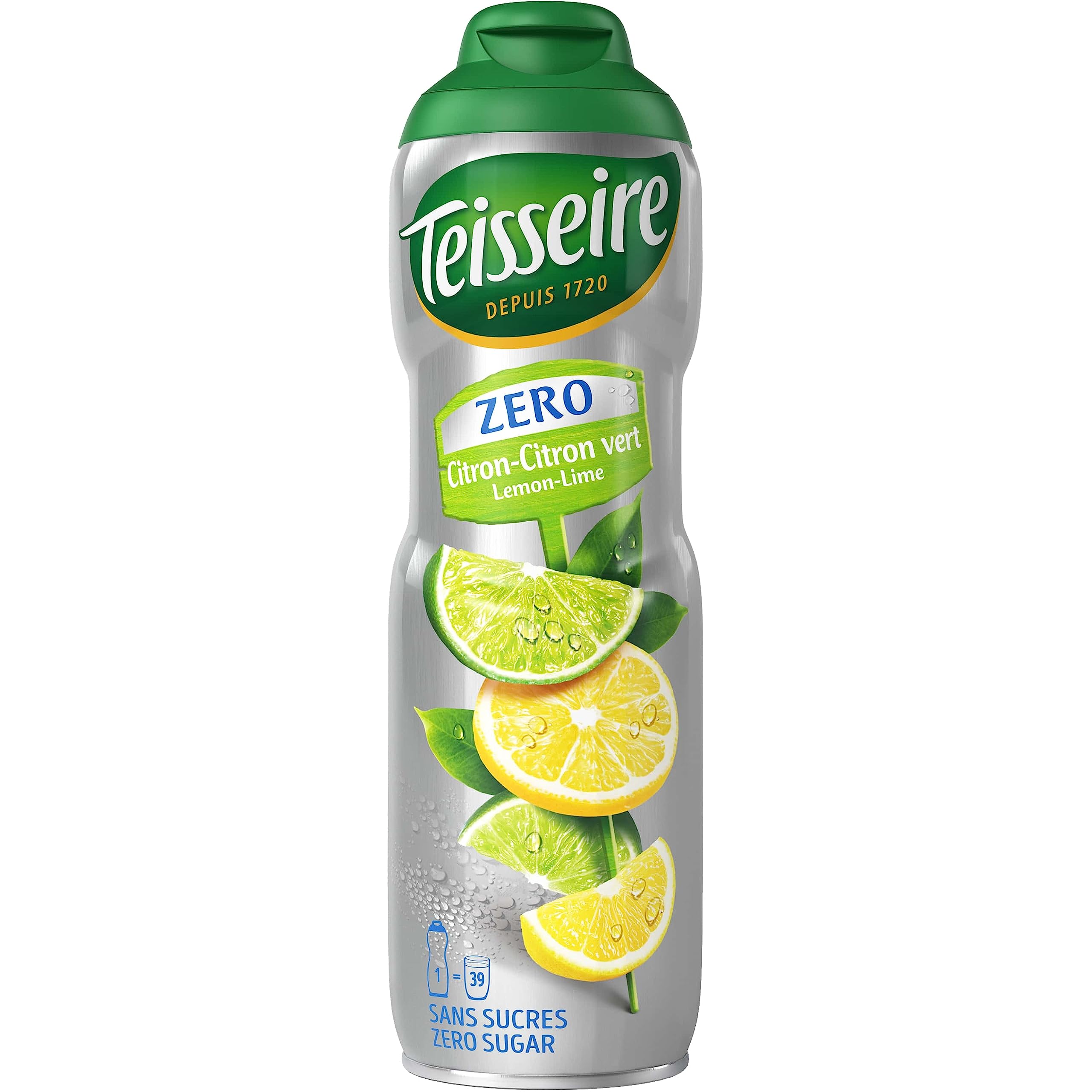 Teisseire Zitrone-Limette (Citron - Citron Vert) Zero - Zuckerfrei für Erfrischungsgetränke, 6x600 ml