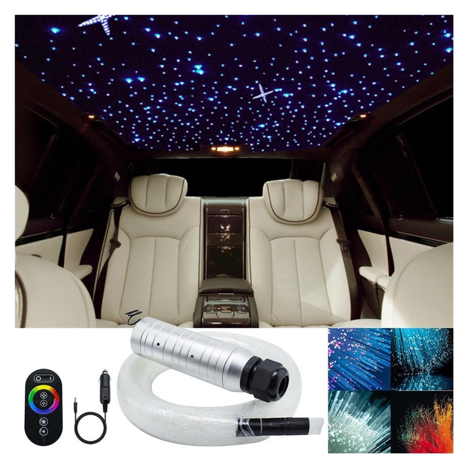 DC12V 6W RGB LED Samochód dachowy Lights Sufit Flood Floodlight Zestaw w Car Gwiaździste światło otoczenia z pilotem Wysoka Wydajność(200PCS 75mm 2M)