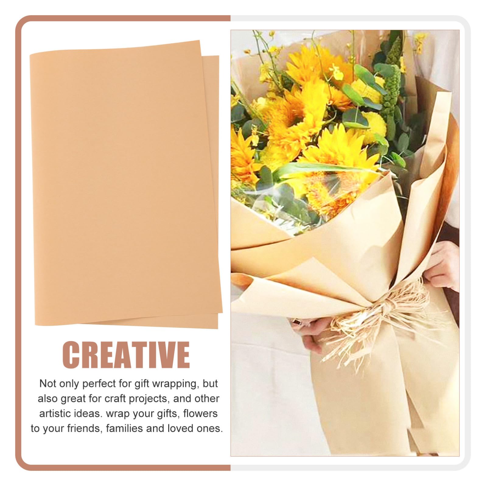 HAKIDZEL 45Fogli Avvolgimento Kraft Multifunzione per Bouquet e Confezioni Festive per Natale e Creativi