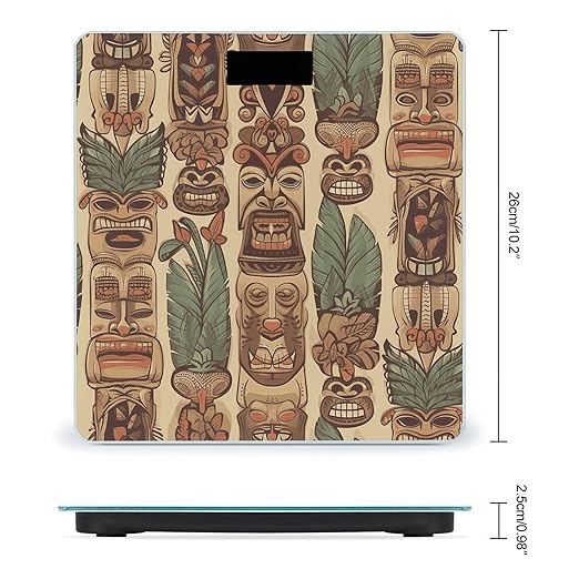 Báscula Digital Vintage Aloha Tiki - Vidrio Templado 10.2x10.2in miniatura 2
