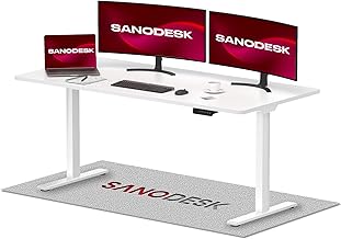 SANODESK 2 Motors Sitting Standing Desk 160 x 80 cm Full Tray, Electric Standing Desk with Memory Function Panel, Electric Height Adjustable Table, Load 120 kg, White+White