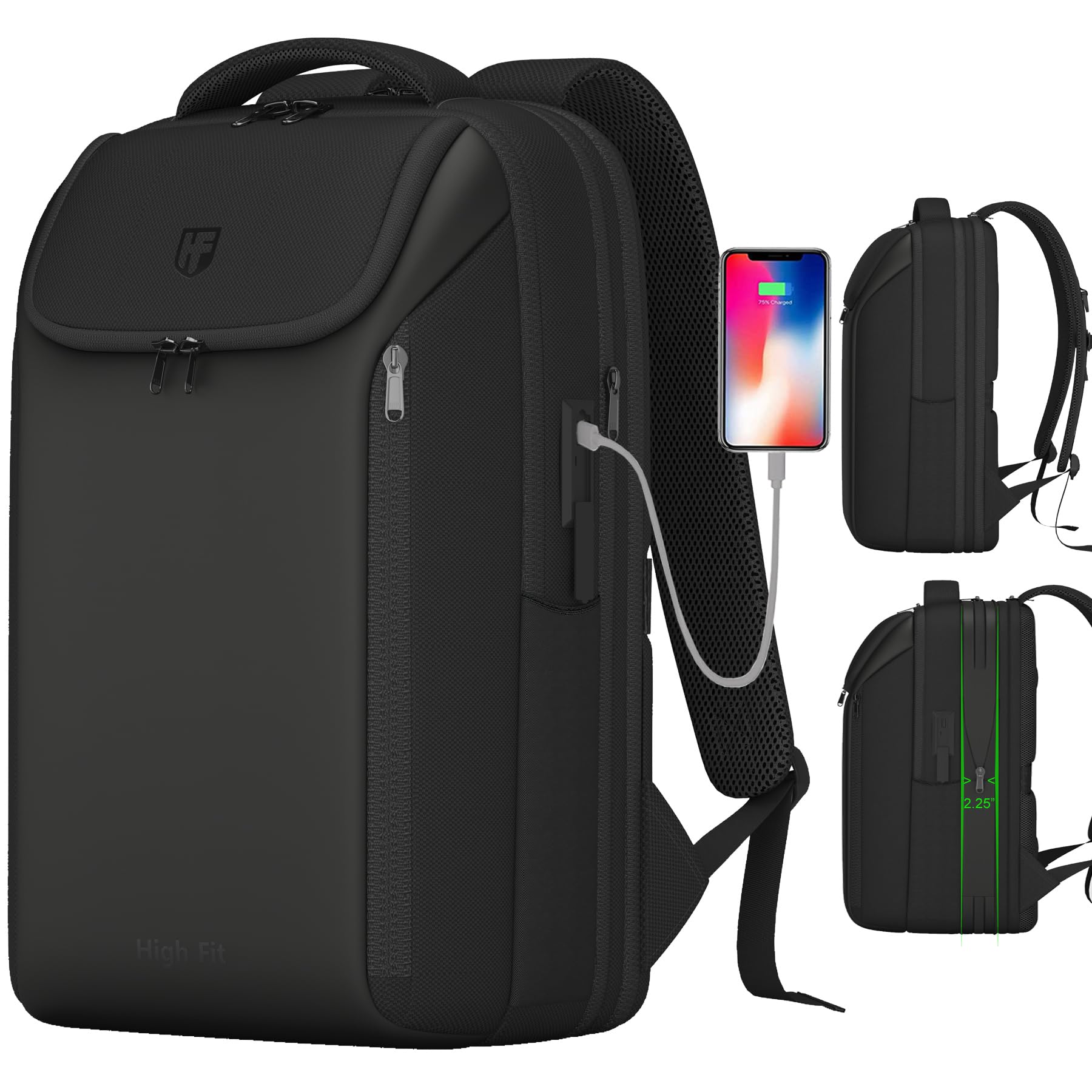 HIGH FIT Expandable Travel Backpack, Business Laptop Backpack,TSA-Flight Approved Backpack with USB Charging Port fit 17.3 Inch Laptop for Men Women