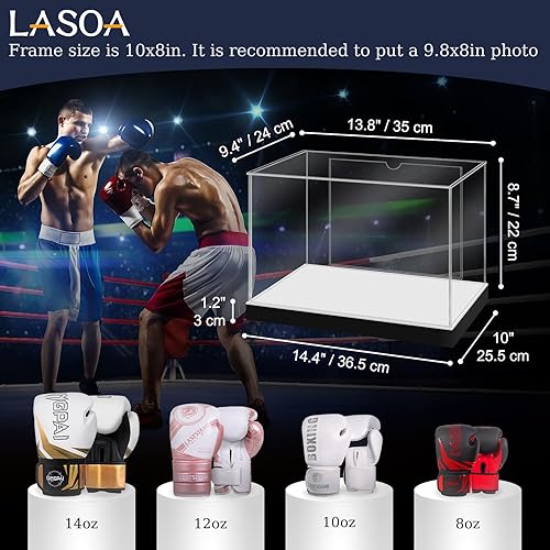 Miniatura 7 de LASOA Vitrina de guantes de boxeo con luz LED RGBW, caja de exhibición acrílica autoensamblable para recuerdos, protección UV, a prueba de polvo