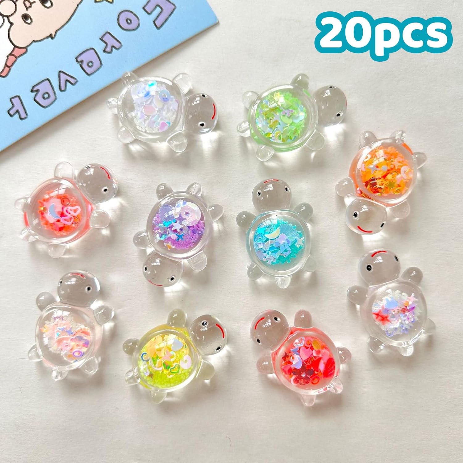 20pcs glowing turtle garden fish tank minis decoration mini glowing turtles home decoration landscape crafts resin crafts turtle statue cake top ocean theme decorations garden mini landscape DIY