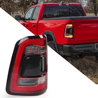 FIONE: For Dodge Ram 1500 Tail Light Assembly 2019-2022 LED Type & Red Lens Chrome Interior Left Driver Side Rear Light 55112993AD 55112993AB 55112993AC CH2800216