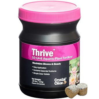 CrystalClear Thrive Pond Plant Food, Fish Safe Fertilizer, 30 Tablets | For aquatic water gardens, nutrients boost lily & lotus flower bloom and root growth